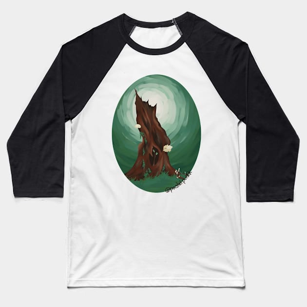 Green Stump Artwork Baseball T-Shirt by Pastel.Punkk